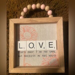 Handcrafted Wooden Frame with Love Scrabble Art Decor